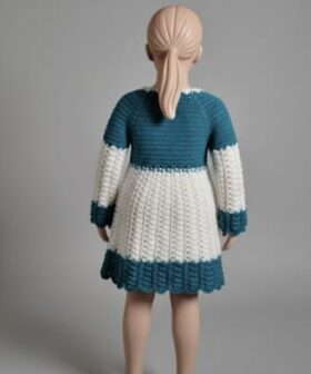 Alternative view of Laku Boys Girls Crochet Sweater Dress | Handcrafted Woolen Knitted Cape Dress for Kids | Floral Pattern Sweater with Tassel Fringe | Traditional & Casual Wear for Girl