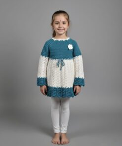 Laku Boys Girls Crochet Sweater Dress | Handcrafted Woolen Knitted Cape Dress for Kids | Floral Pattern Sweater with Tassel Fringe | Traditional & Casual Wear for Girl