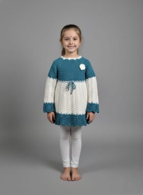 Laku Boys Girls Crochet Sweater Dress | Handcrafted Woolen Knitted Cape Dress for Kids | Floral Pattern Sweater with Tassel Fringe | Traditional & Casual Wear for Girl