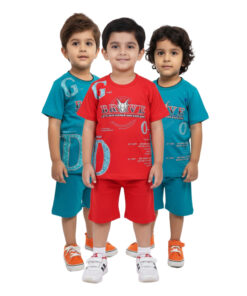 Boys Cotton T-Shirt and Shorts Set Casual Outfit Comfortable Half Sleeve Top with Matching Shorts for Kids