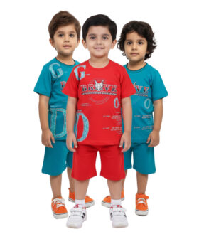 Boys Cotton T-Shirt and Shorts Set Casual Outfit Comfortable Half Sleeve Top with Matching Shorts for Kids