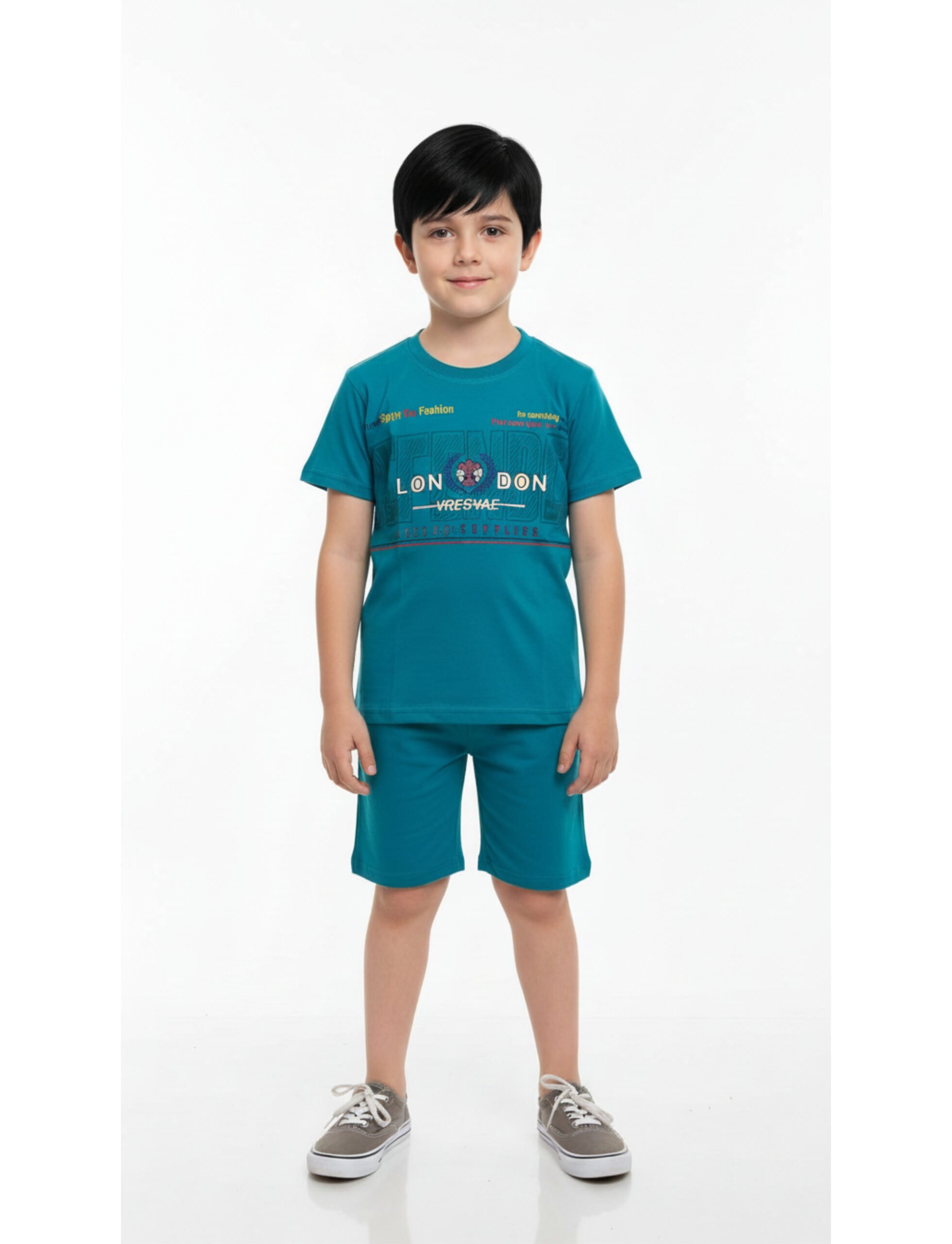 Boys Cotton T-Shirt and Shorts Set Casual Outfit Comfortable Half Sleeve Top with Matching Shorts for Kids