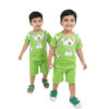 Laku Boys Cotton T-Shirt with Dungaree Style Print & Shorts Set | Cute Bear Design Summer Outfit for Kids Boys