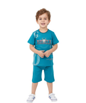 Alternative view of Boys Cotton T-Shirt and Shorts Set Casual Outfit Comfortable Half Sleeve Top with Matching Shorts for Kids