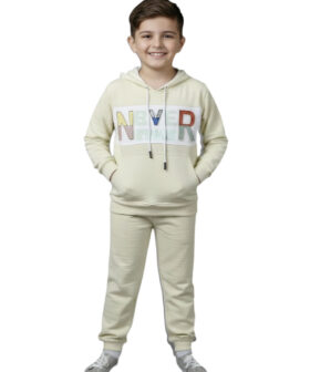 Alternative view of Kids Boys Hooded Sweatshirt & Jogger Set | Cotton Blend Winter for Boys | Full Sleeve Hoodie with Cute Bear Print & Elastic Waist Pants | Soft Comfortable Casual for Kids